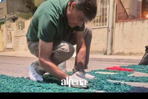 ALFENA ASSINALA FESTAS DO AMPARO COM TAPETE FLORAL FEITO DURANTE A NOITE